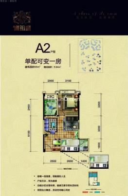 A2户型图 1室 44㎡