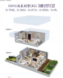 别墅A户型图 3室2厅2卫1厨 79㎡