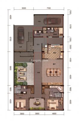 C户型121㎡5房2厅负一层