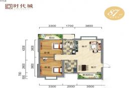 A3-A户型图 2室2厅1卫1厨  86㎡