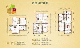 B座商住楼户型图 2室1厅 52-95㎡
