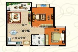 B户型 2室2厅1卫1厨 61㎡