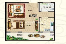 E户型 1室2厅1卫1厨 41㎡