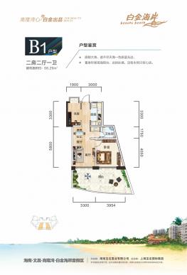 B1户型68㎡两房两厅